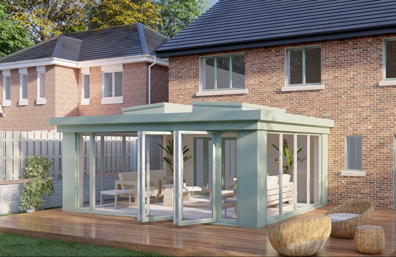 Slim Pillars flat roof bifold door