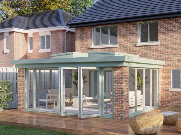 Slim Pillars flat roof bifold door