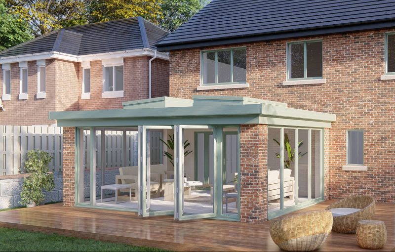 Slim Pillars flat roof bifold door