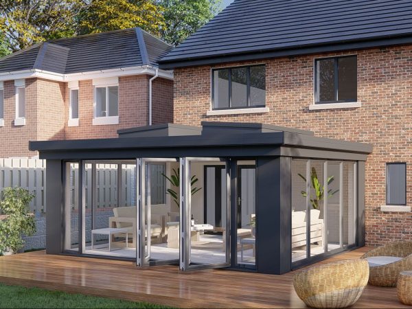 Slim Pillars flat roof bifold door