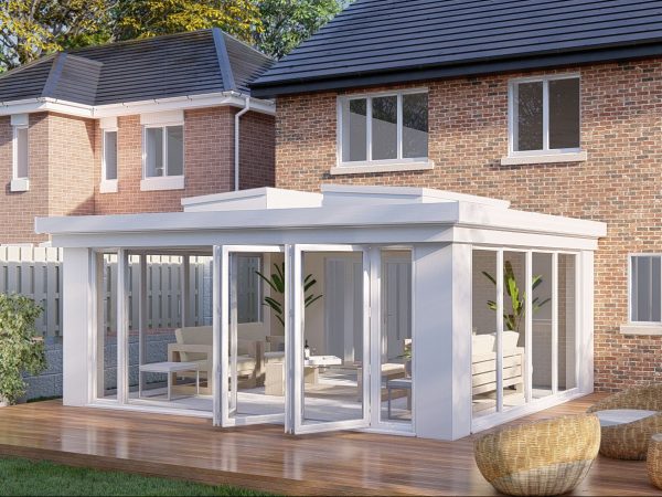 Slim Pillars flat roof bifold door