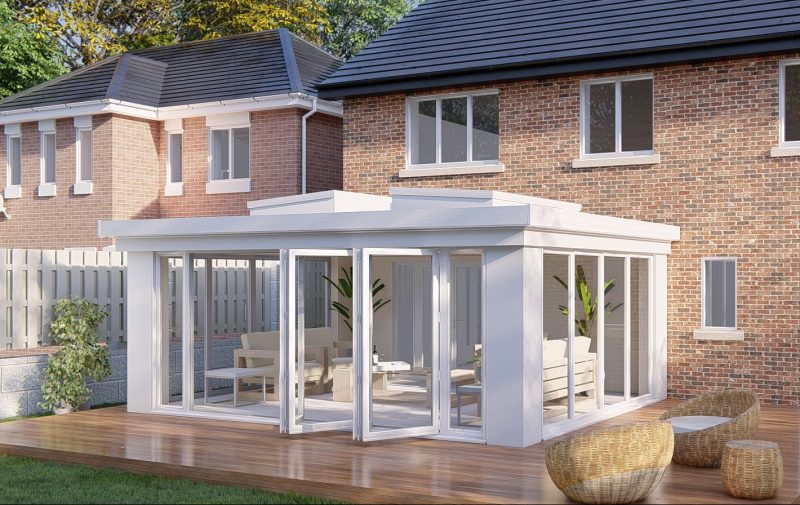 Slim Pillars flat roof bifold door