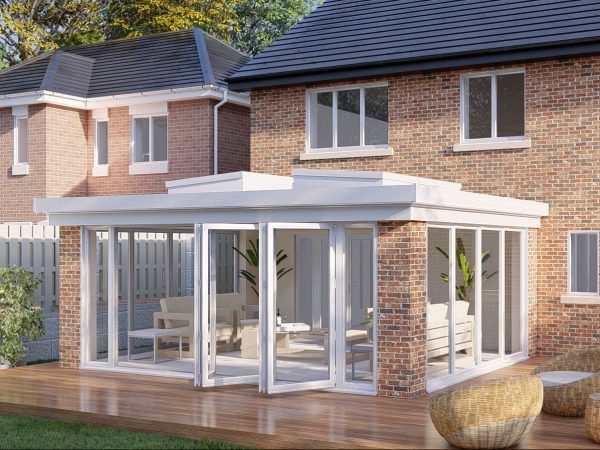 Slim Pillars flat roof bifold door