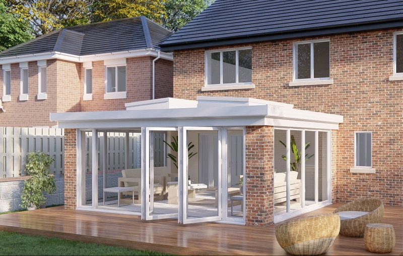 Slim Pillars flat roof bifold door