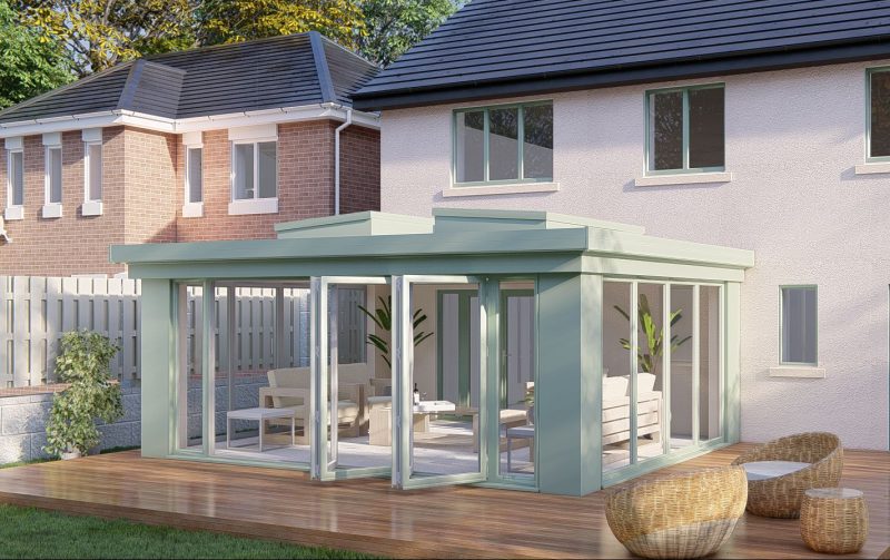 Slim Pillars flat roof bifold door