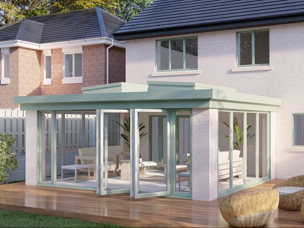 Slim Pillars flat roof bifold door