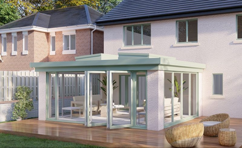 Slim Pillars flat roof bifold door