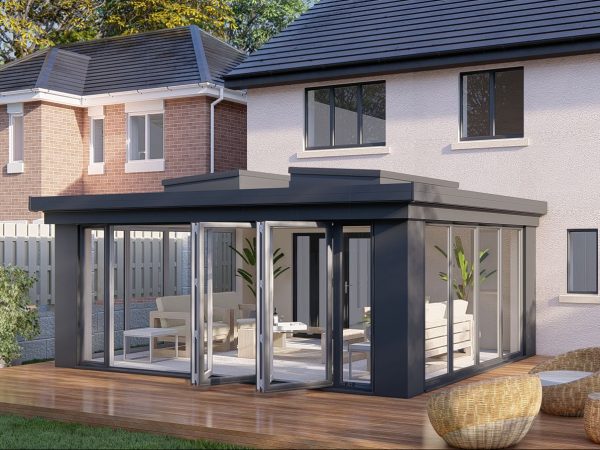 Slim Pillars flat roof bifold door