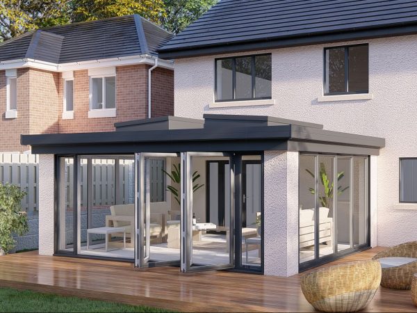 Slim Pillars flat roof bifold door