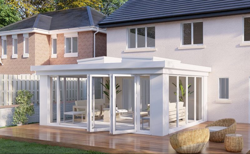 Slim Pillars flat roof bifold door