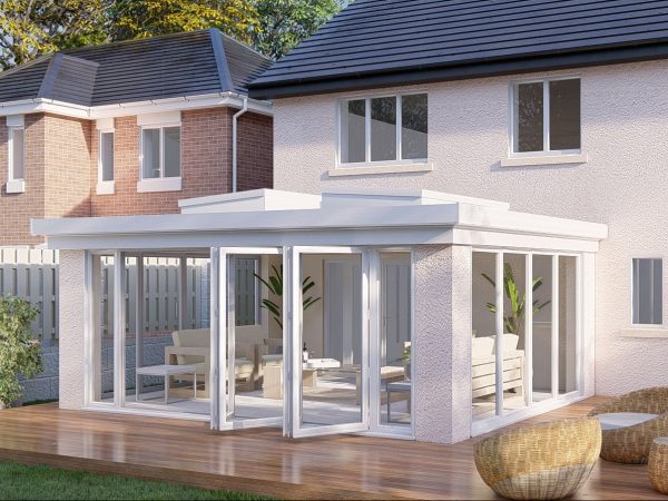 Slim Pillars flat roof bifold door