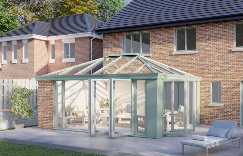 One Wall glass roof bifold door