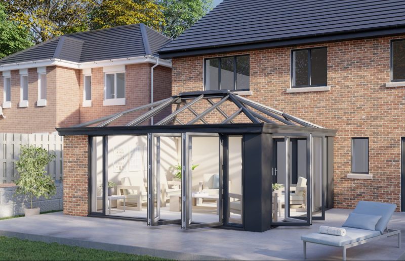 One Wall glass roof bifold door