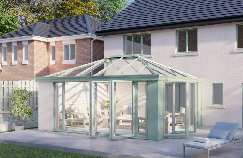 One Wall glass roof bifold door