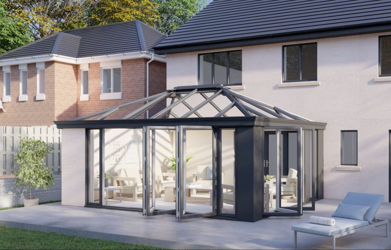 One Wall glass roof bifold door