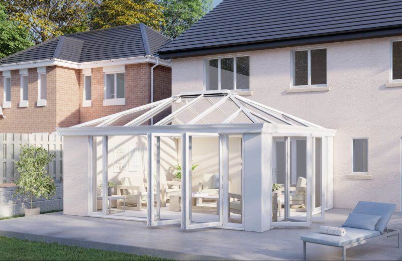 One Wall glass roof bifold door