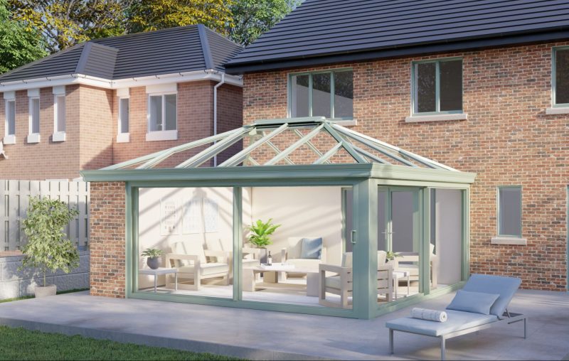 One wall glass roof patio doors