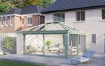 One wall glass roof patio doors