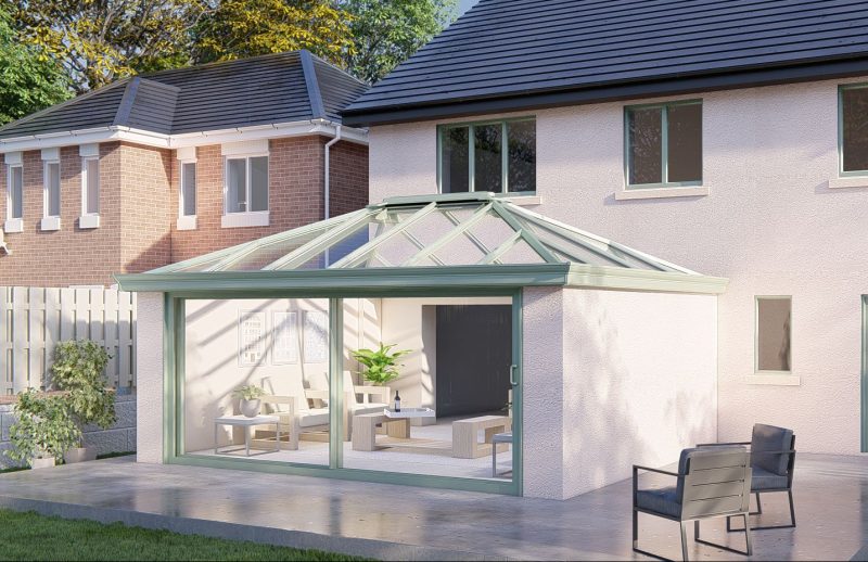 Two Wall Glass roof patio door