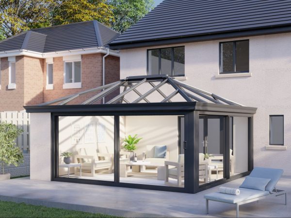 One wall glass roof patio doors