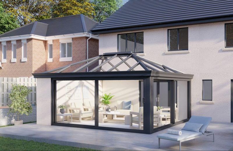 One wall glass roof patio doors