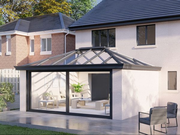 Two Wall Glass roof patio door