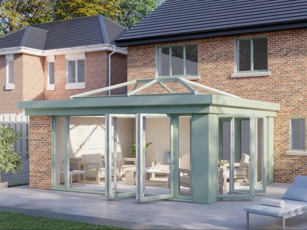 One wall lantern roof bifold door