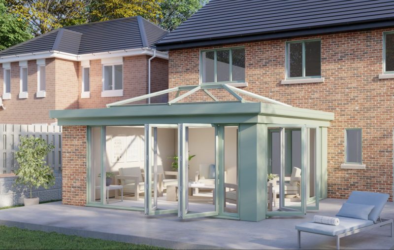 One wall lantern roof bifold door