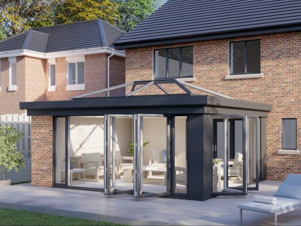 One wall lantern roof bifold door