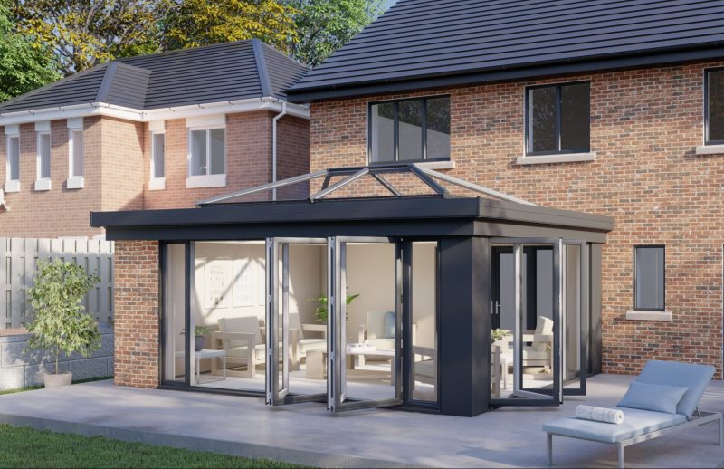 One wall lantern roof bifold door