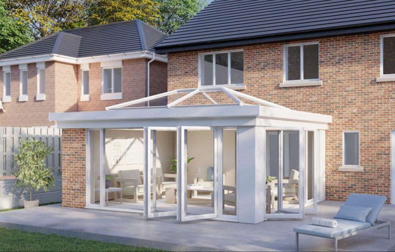 One wall lantern roof bifold door