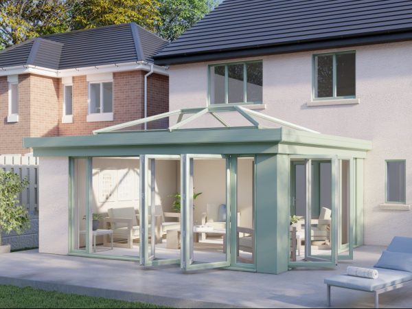 One wall lantern roof bifold door