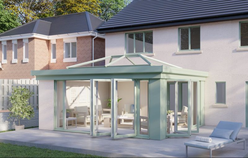 One wall lantern roof bifold door