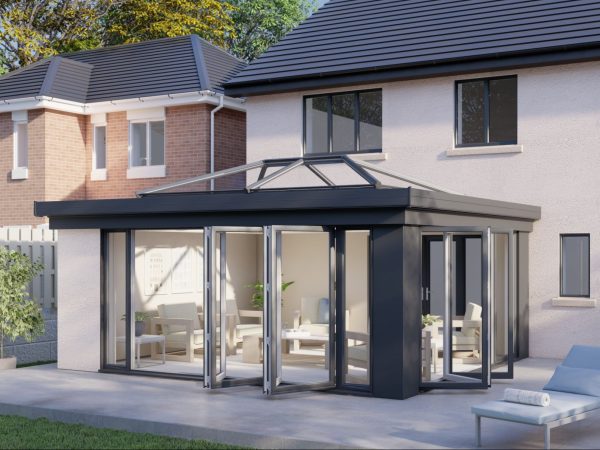 One wall lantern roof bifold door