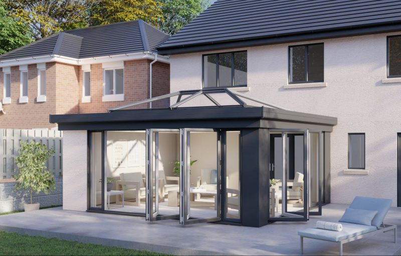 One wall lantern roof bifold door