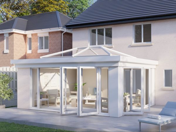 One wall lantern roof bifold door