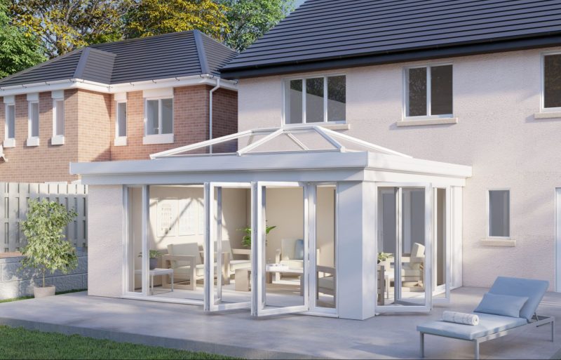 One wall lantern roof bifold door