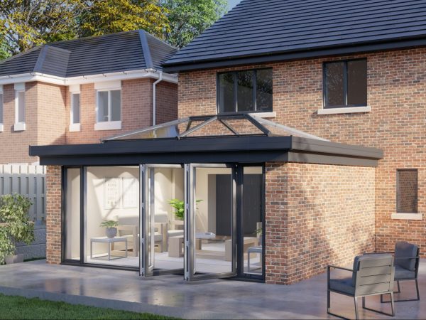 Two Wall Lantern Roof Bifold Door