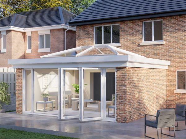 Two Wall Lantern Roof Bifold Door