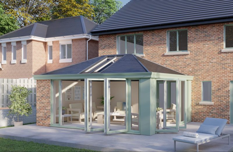 One wall Tiled Roof Bifold Door