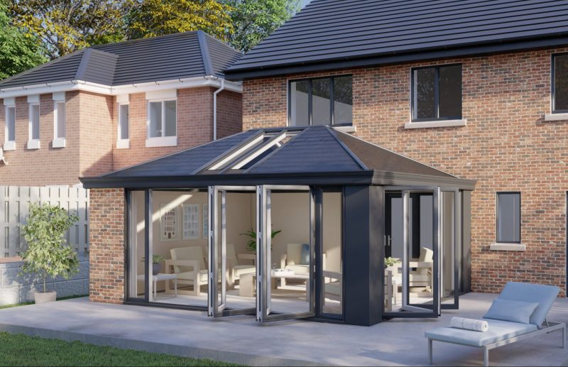 One wall Tiled Roof Bifold Door