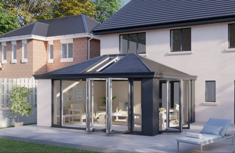 One wall Tiled Roof Bifold Door