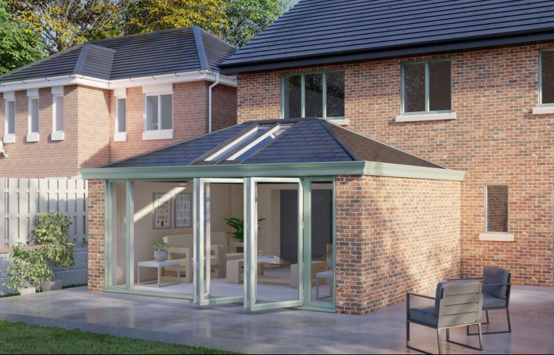 Two wall Tiled Roof bifold door