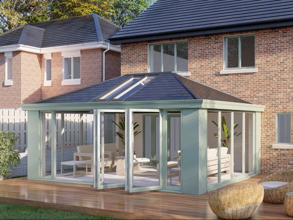 Slim Pillars tiled Roof bifold door