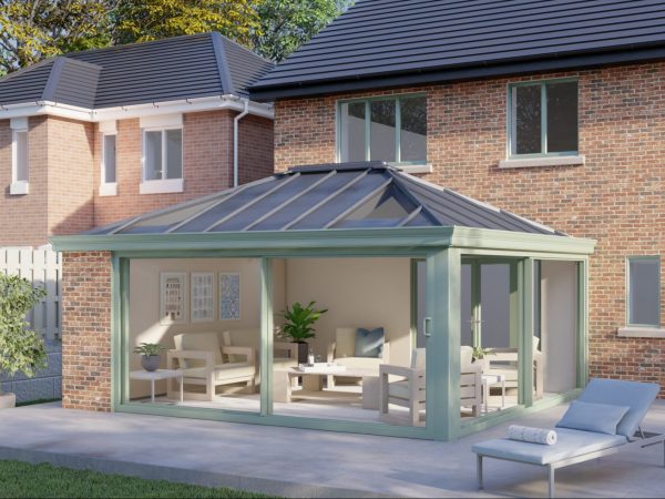 One wall Solid roof patio door