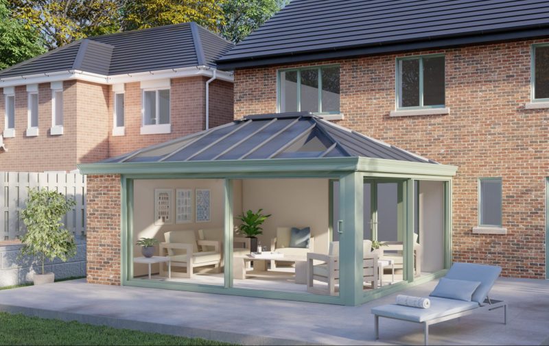 One wall Solid roof patio door