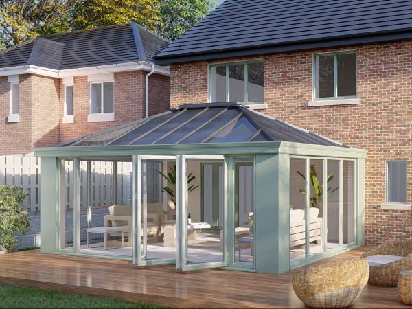 Slim Pillars solid roof bifold door