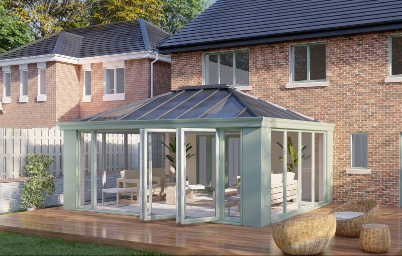 Slim Pillars solid roof bifold door