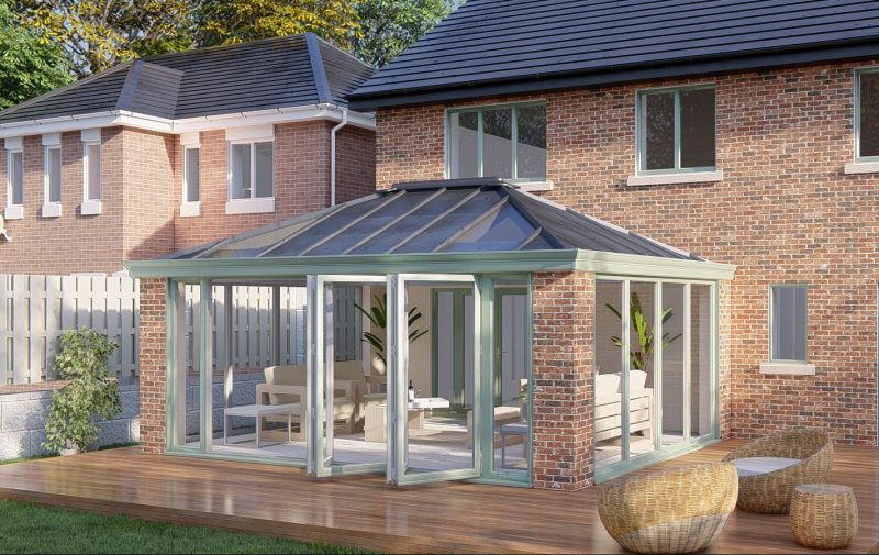 Slim Pillars solid roof bifold door