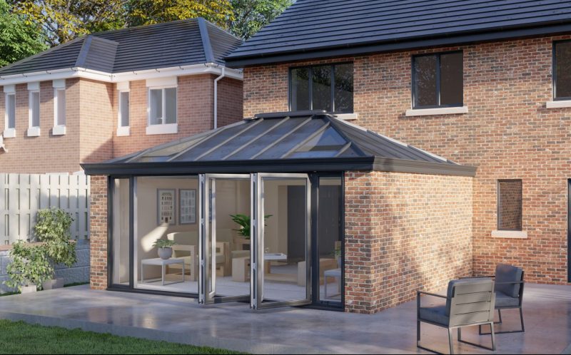 Two Wall Solid Roof Bifold door